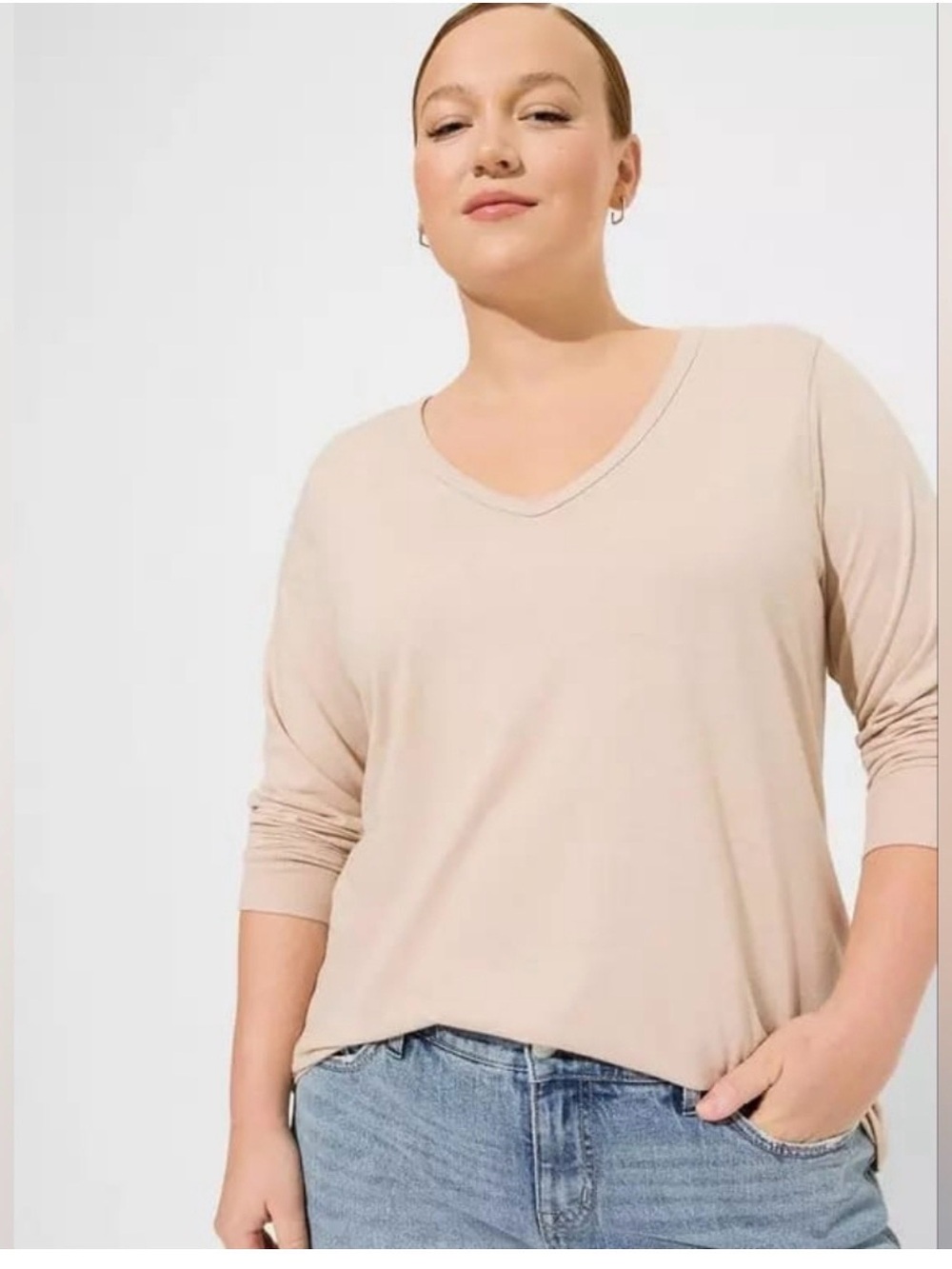 Torrid Girlfriend Signature Jersey V-Neck Long Sleeve Tee